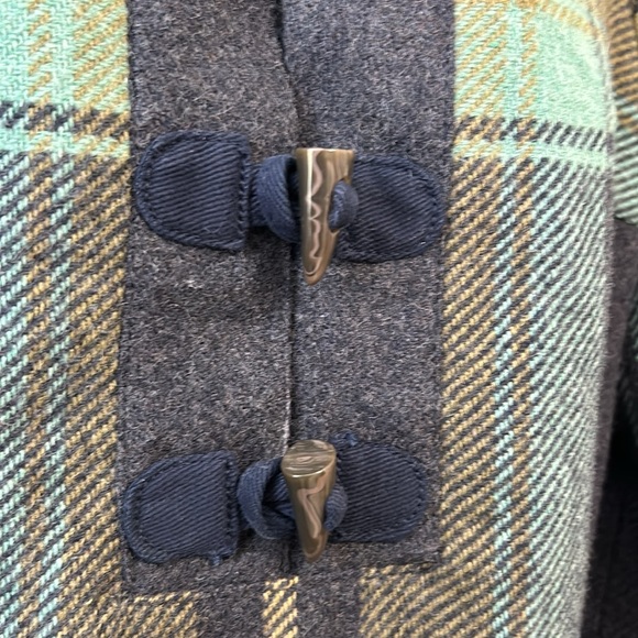 Mossimo Supply Hooded Pullover Jacket Wool Blend Plaid Toggle Buttons Womens - Picture 3 of 9